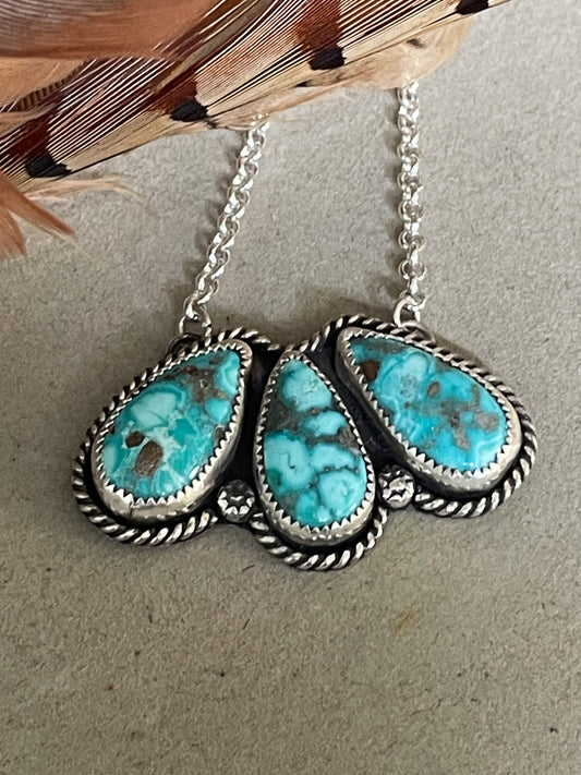 White Water Turquoise Statement Roper Desert Mirage Necklace