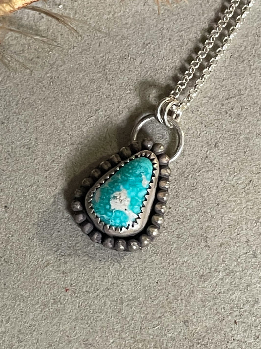 White Water Turquoise Beaded Border Everyday Necklace