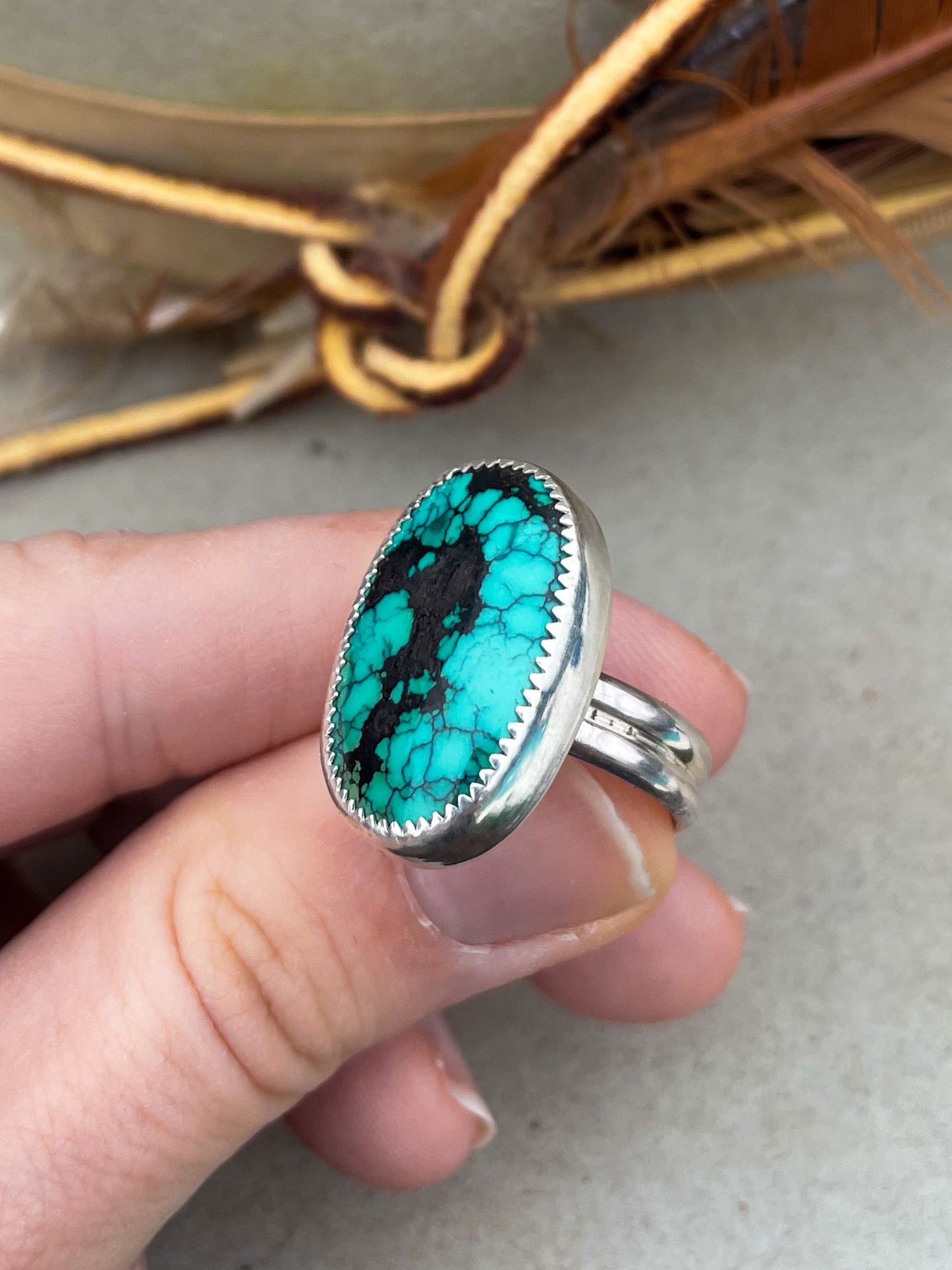 Bamboo Turquoise Ring (Size 8)