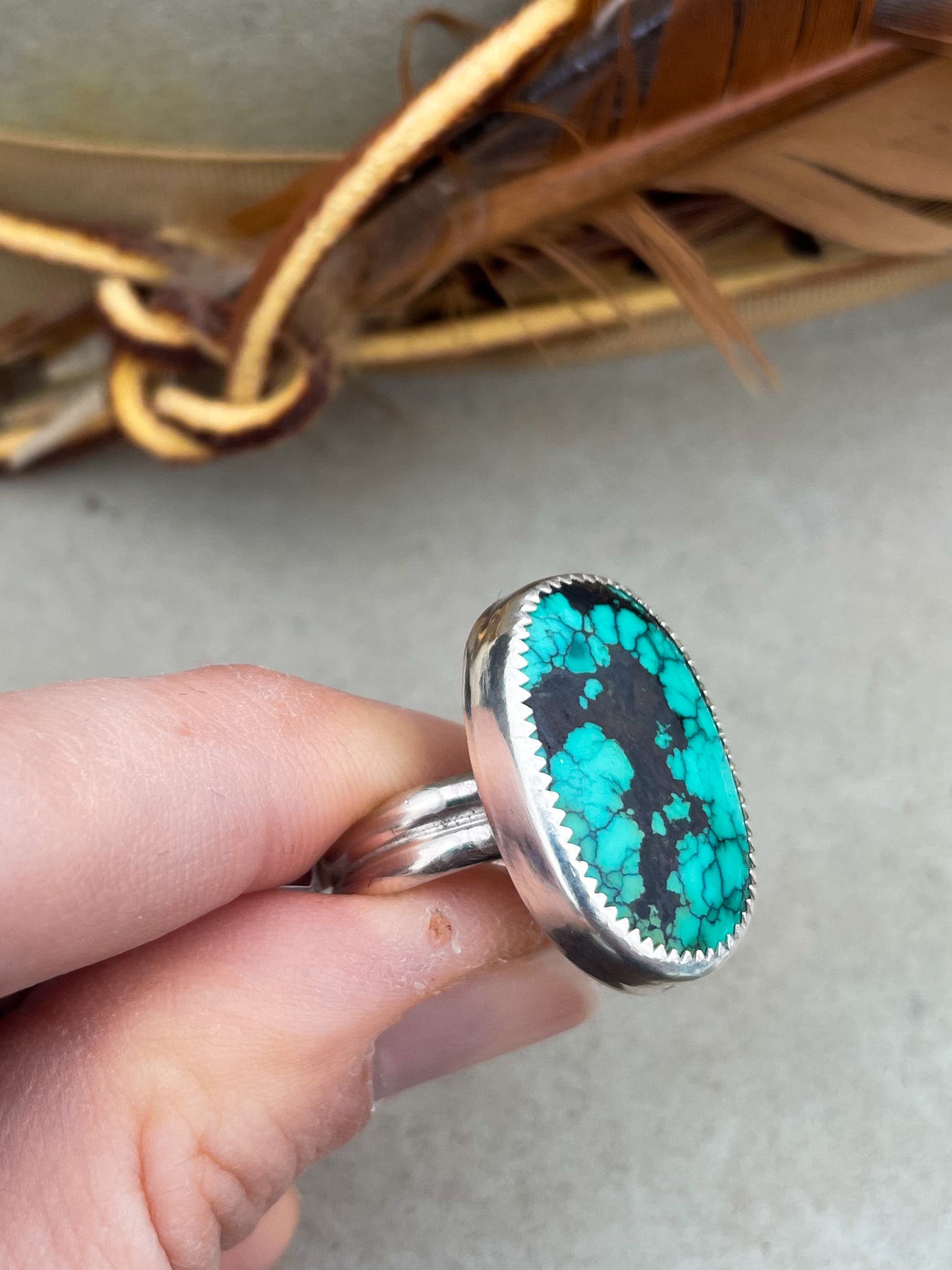 Bamboo Turquoise Ring (Size 8)