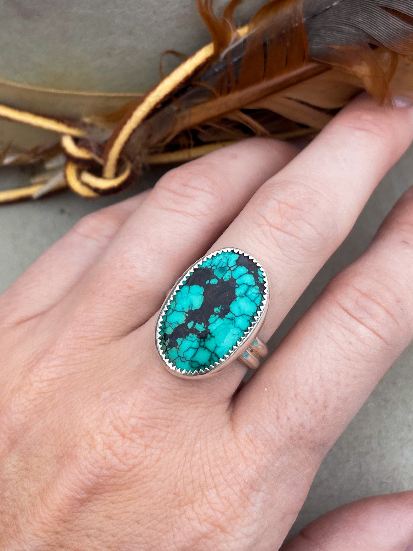 Bamboo Turquoise Ring (Size 8)