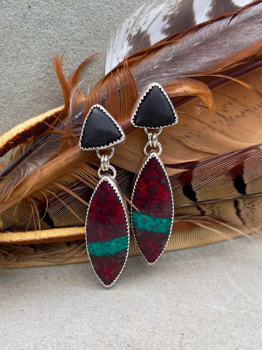 Matte Onxy & Sonora Sunset Drop Earrings