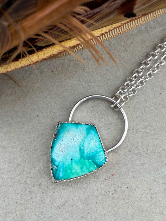 White Water Turquoise Shield Turquoise Necklace