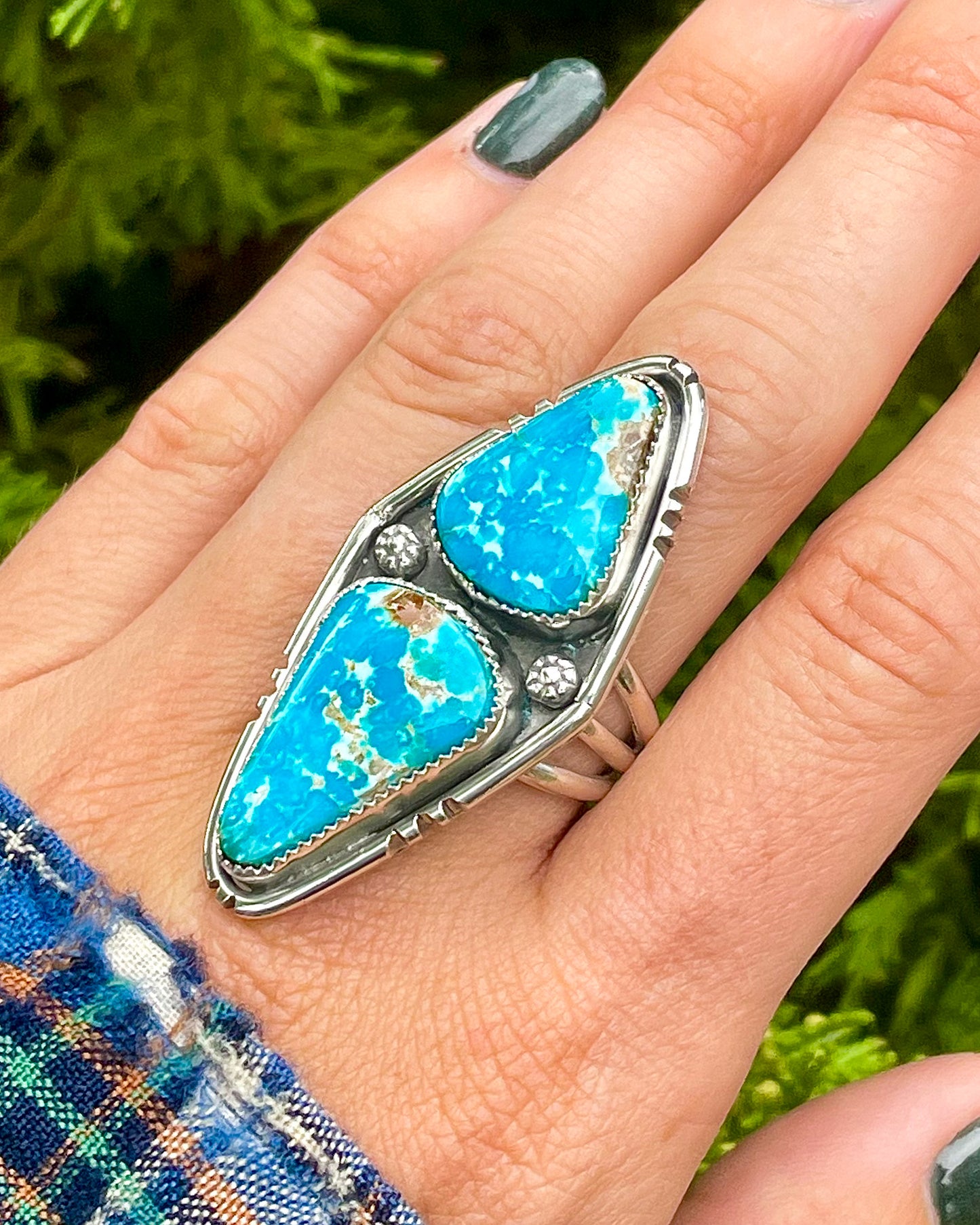 Sierra Bella Turquoise Boarder Cutout Statement Ring (Size 8.5)