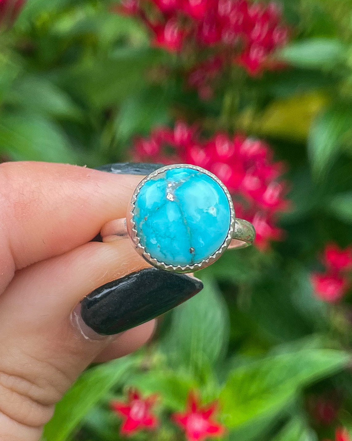 White Water Turquoise Round Everyday Ring