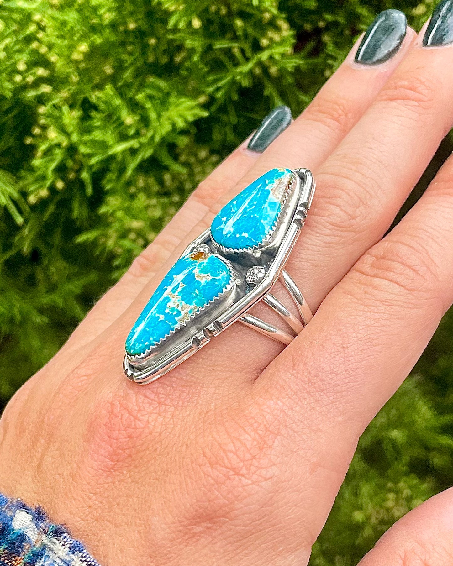 Sierra Bella Turquoise Boarder Cutout Statement Ring (Size 8.5)