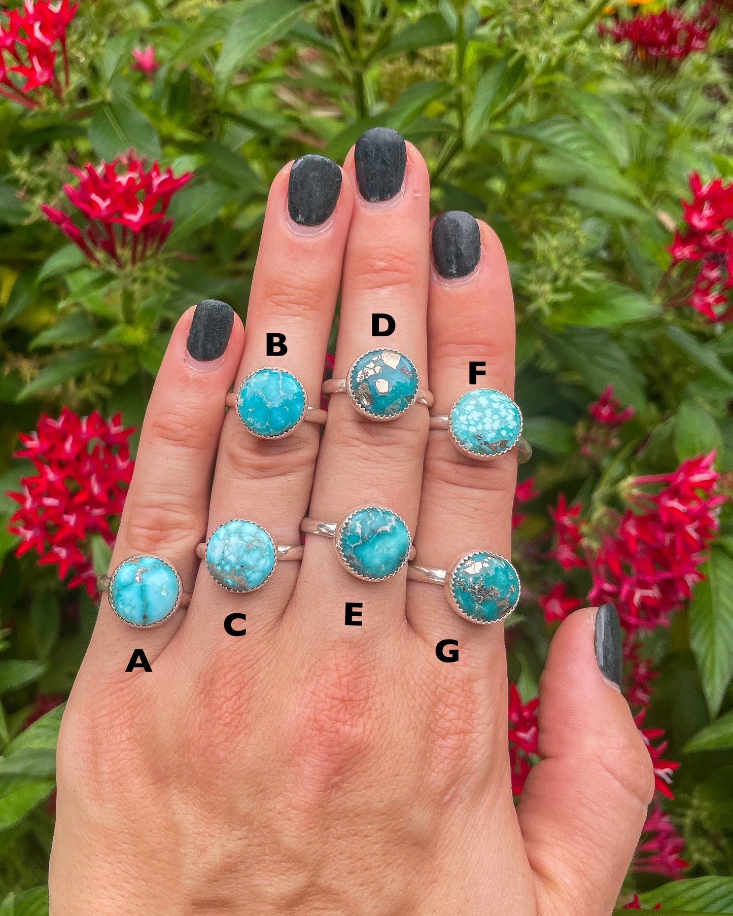 White Water Turquoise Round Everyday Ring