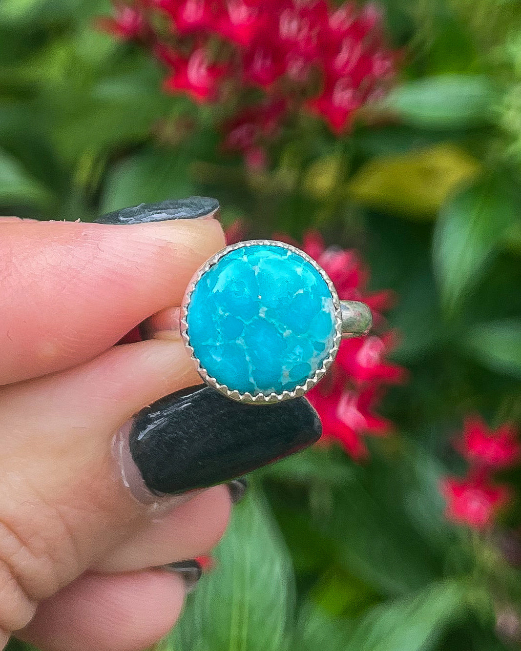 White Water Turquoise Round Everyday Ring