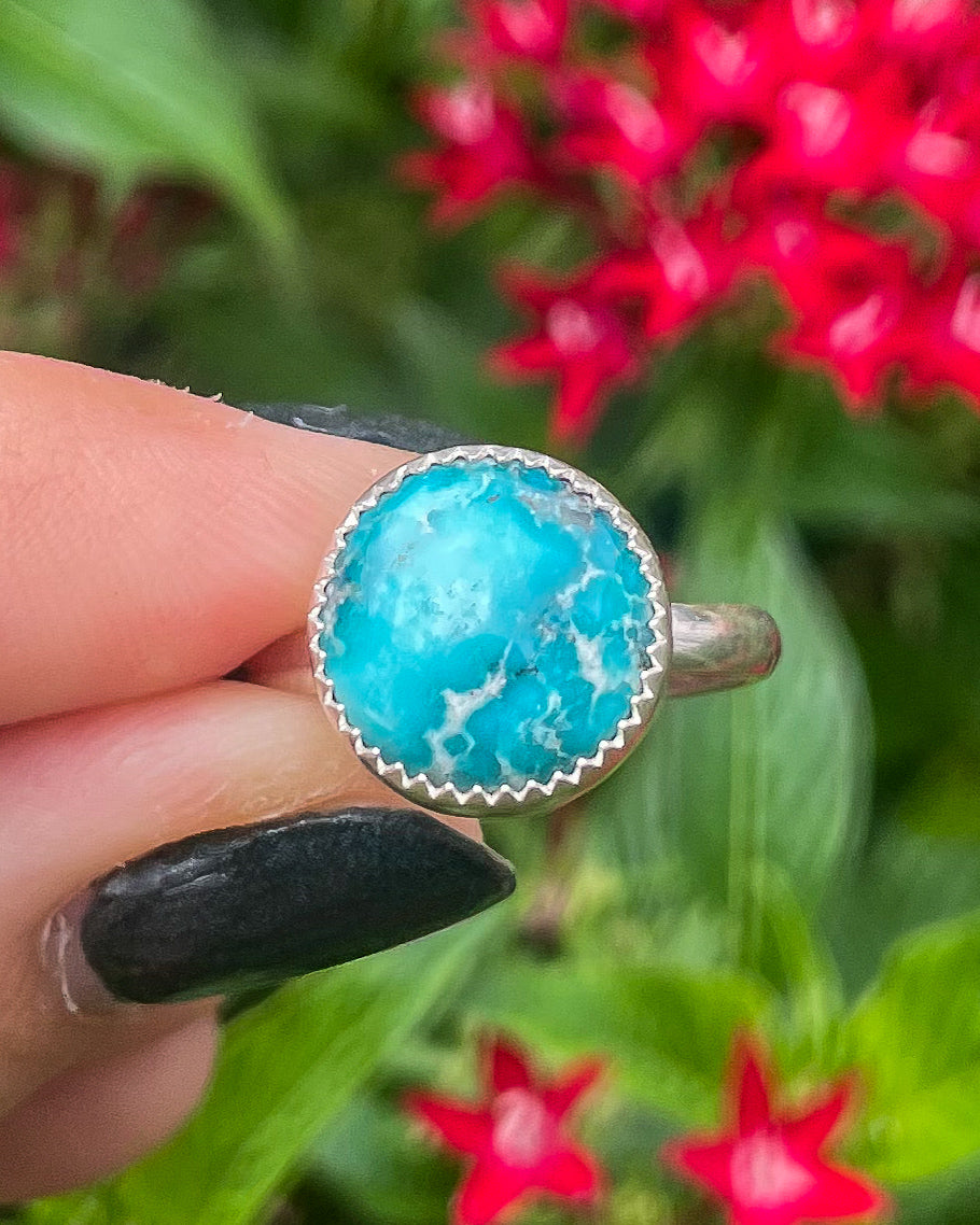 White Water Turquoise Round Everyday Ring