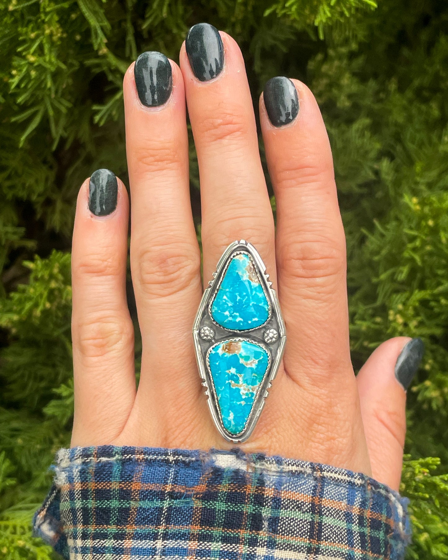 Sierra Bella Turquoise Boarder Cutout Statement Ring (Size 8.5)