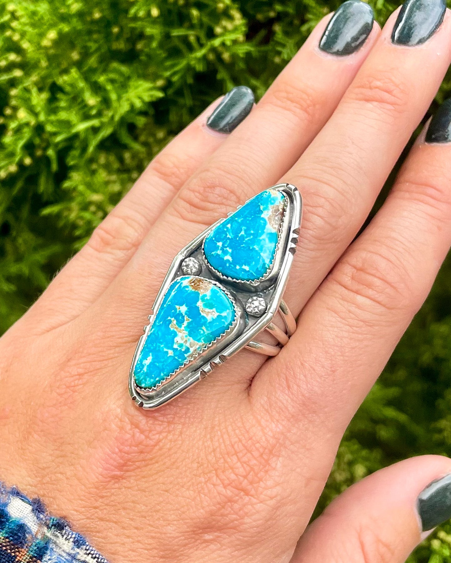 Sierra Bella Turquoise Boarder Cutout Statement Ring (Size 8.5)