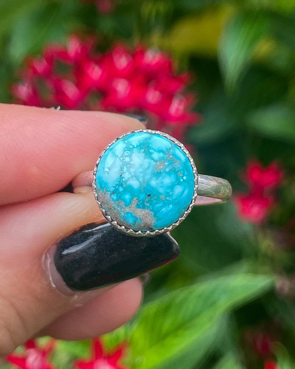 White Water Turquoise Round Everyday Ring